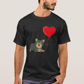 Yorkshire With Heart Balloon Valentines Day Love B T-Shirt