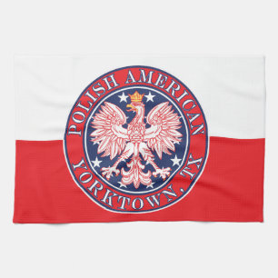 Yorktown Texas Polish American Eagle Kitchen Towel