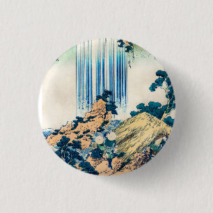 Yoro Waterfall Mino Province by Katsushika Hokusai 1 Inch Round Button