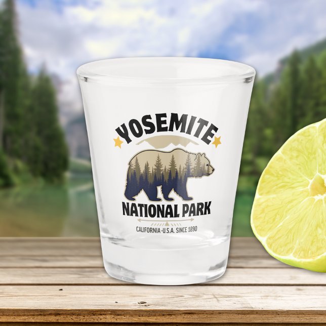 Yosemite Bear Forest Vintage  Shot Glass (Creator Uploaded)