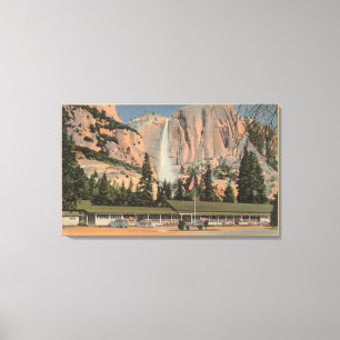 Yosemite, CA view of Yosemite Lodge and Falls Canvas Print