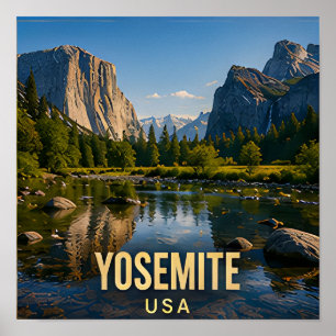 Yosemite California Mountain Valley Travel Gift Poster