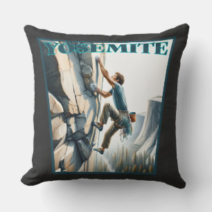 Yosemite California Rock Climbing Throw Pillow