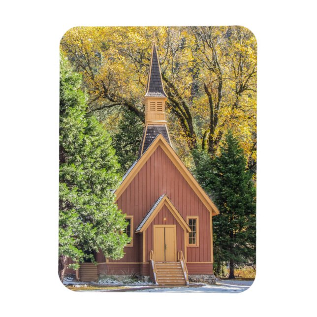 Yosemite Chapel In Autumn Magnet (Vertical)