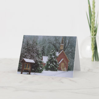 Yosemite Church in snow Holiday Card