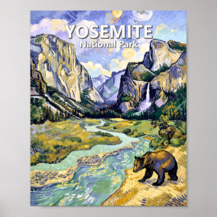 Yosemite El Capitan Bear Tunnel View Van Gogh Art Poster