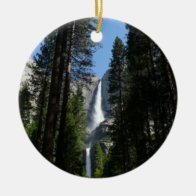Yosemite Falls and Woods Landscape Photography Ceramic Ornament (Front)
