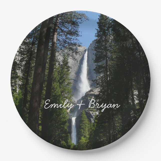 Yosemite Falls and Woods Landscape Photography Paper Plate (Front)