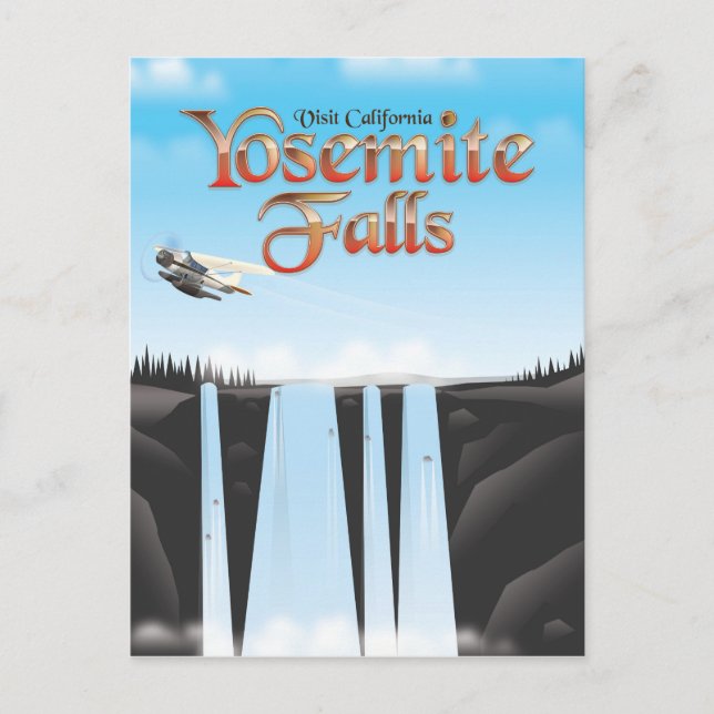Yosemite Falls California travel poster Postcard (Front)
