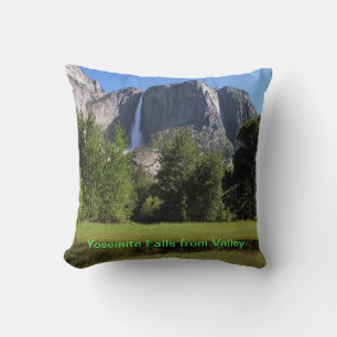 Yosemite Falls from Valley in California Throw Pillow
