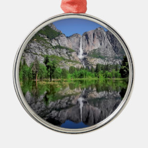 Yosemite Falls Reflection Metal Ornament