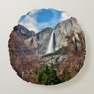 Yosemite Falls Round Pillow