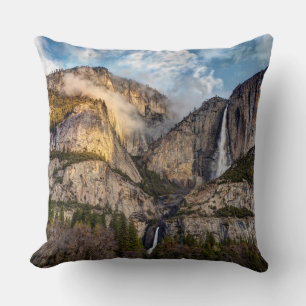 Yosemite Falls scenic, California Throw Pillow