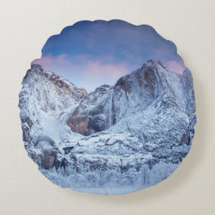 Yosemite Falls Sunrise Round Pillow