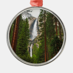 Yosemite Falls through the Forest Metal Ornament