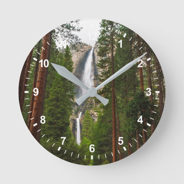 Yosemite Falls through the Forest Round Clock (Front)