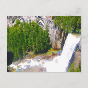 yosemite falls with rainbow postcard