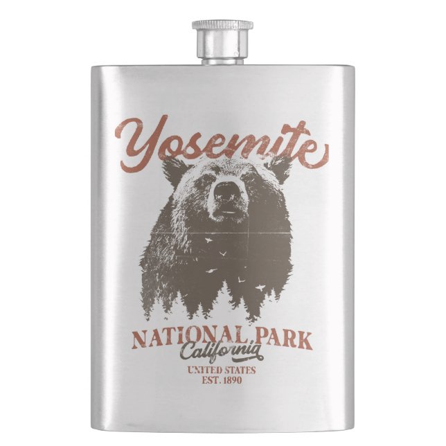 Yosemite Grizzly Bear California National Park Hip Flask (Front)