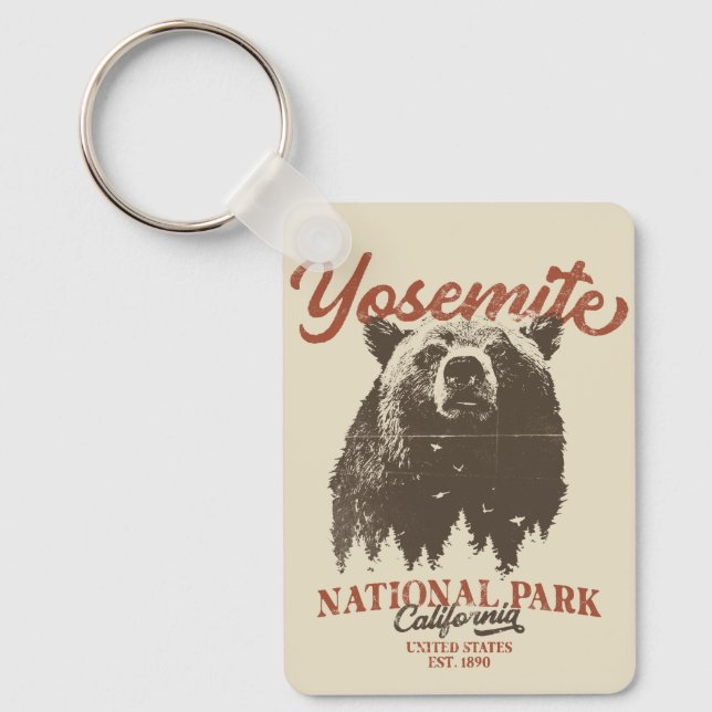 Yosemite Grizzly Bear California National Park Keychain (Front)