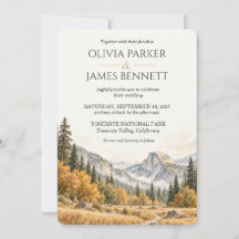 Yosemite Half Dome Fall Watercolor Wedding