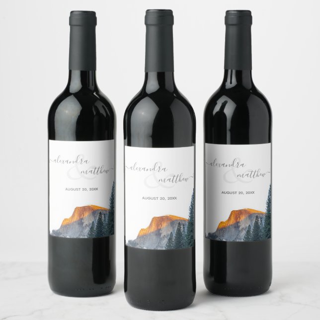 Yosemite Half Dome Sunset Wine Label (Bottles)