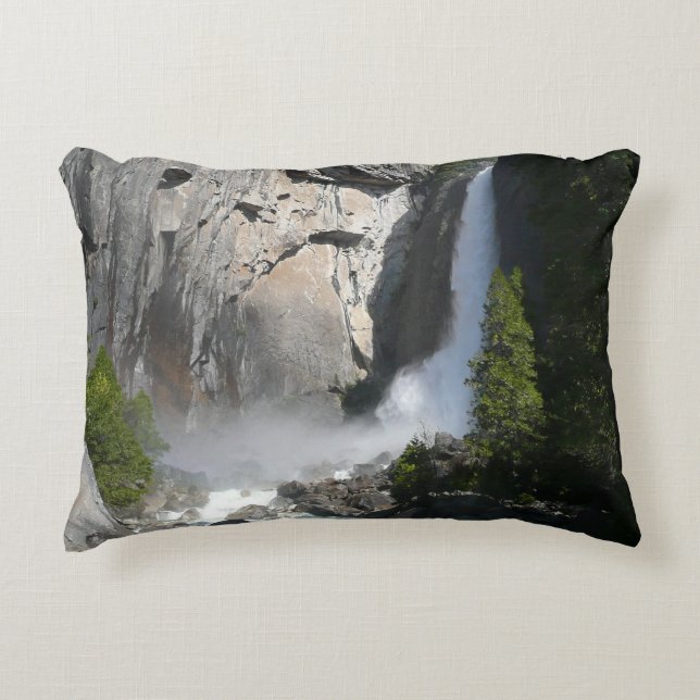 Yosemite Lower Falls from Yosemite National Park Decorative Pillow (Front)