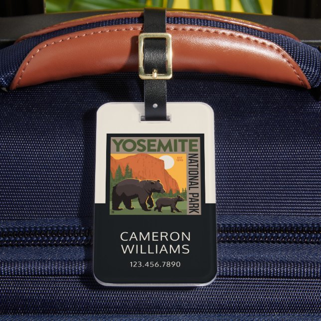 Yosemite National Park | Bear Family Luggage Tag (Front Insitu 2)