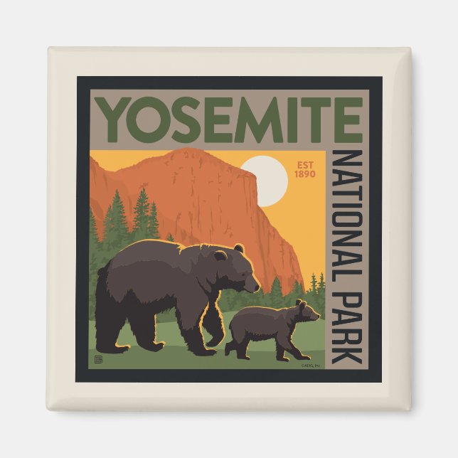 Yosemite National Park | Bear Family Magnet (Front)