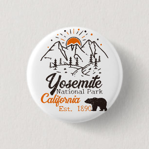 Yosemite National Park Bear Minimalist Mountain 1 Inch Round Button