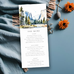 Yosemite National Park CA Watercolor Wedding Menu Invitation
