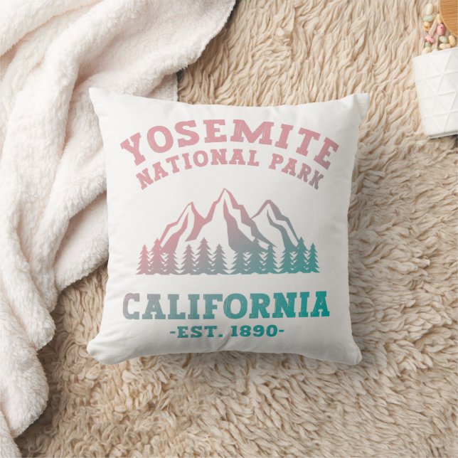 Yosemite National Park California Hiking Gradient Throw Pillow (Blanket)