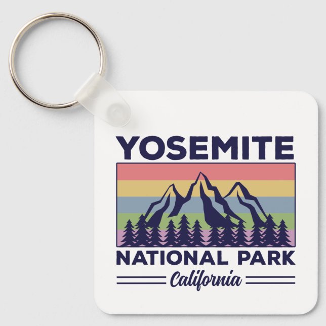 Yosemite National Park California Retro Hiking Keychain (Front)