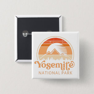 Yosemite National Park California Retro Vintage 2 Inch Square Button