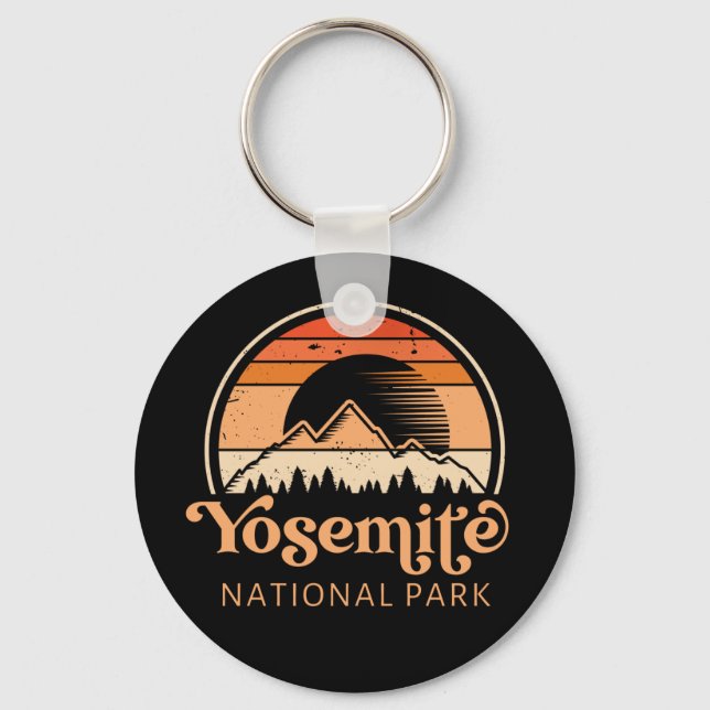 Yosemite National Park California Retro Vintage Keychain (Front)