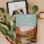 Yosemite National Park California save the date Invitation<br><div class="desc">This Vintage Yosemite National Park Wedding Invitation, beautifully painted in Vintage! This stunning invitation features a typical Yosemite National Park Mountain View. Our invitation is customizable, - you can easily edit the text to fit your wedding details. Choose from a variety of font styles and colours to match your theme....</div>