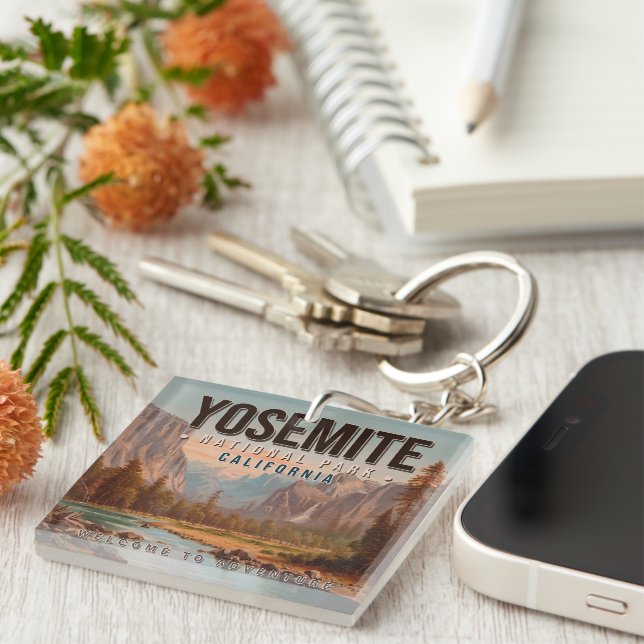 Yosemite National Park California Vintage 1980s Keychain (Front Right)