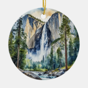 Yosemite National Park California Watercolor Ceramic Ornament