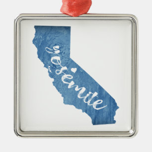 Yosemite National Park California Wood Grain Metal Ornament