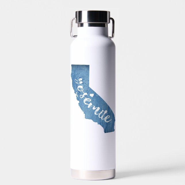 Yosemite National Park California Wood Grain Water Bottle (Front)