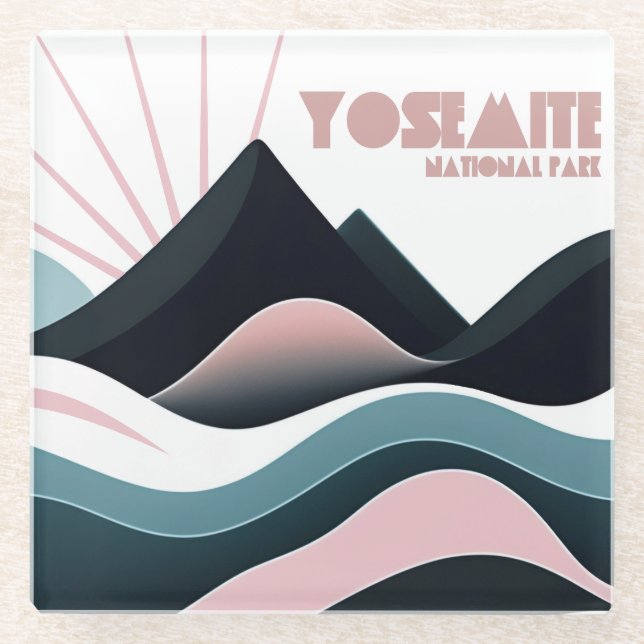 Yosemite National Park Coloured Hills Glass Coaster (Front)