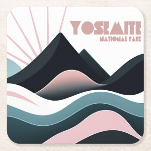 Yosemite National Park Coloured Hills Square Paper Coaster