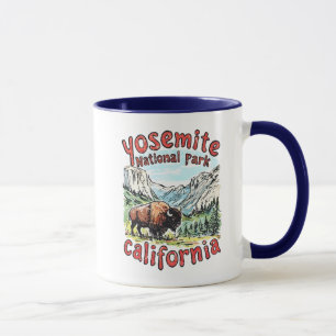 Yosemite National Park Cute Retro Bison Landscape Mug