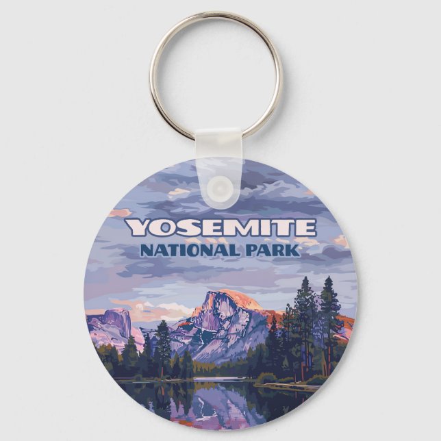 Yosemite National Park Half Dome California Sunset Keychain (Front)