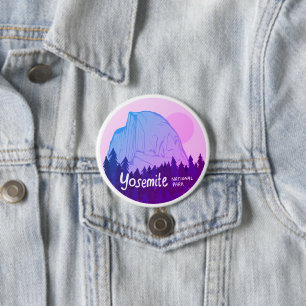 Yosemite National Park  Half Dome Hiking Lilac 3 Inch Round Button