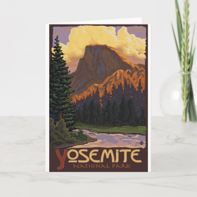 Yosemite National Park - Half Dome Travel Poster Card (Front)