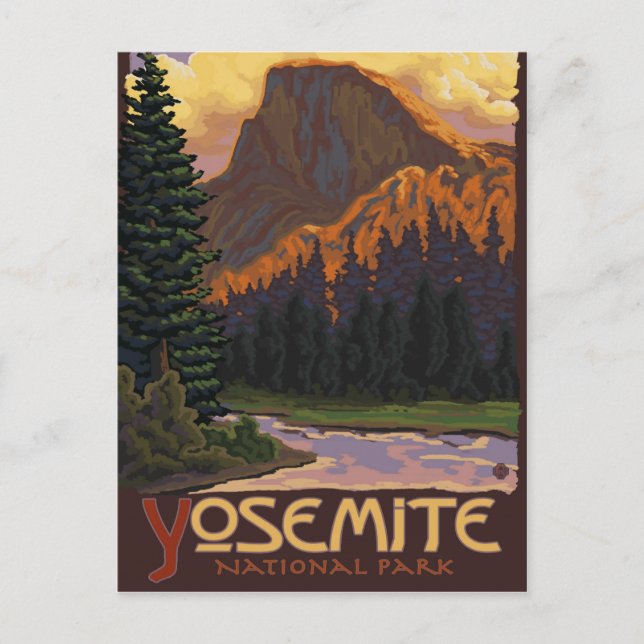Yosemite National Park - Half Dome Travel Poster Postcard (Front)