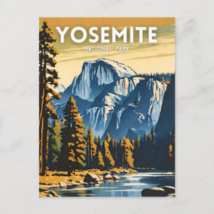 Yosemite National Park illustration retro Postcard
