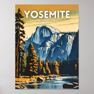 Yosemite National Park illustration retro Poster