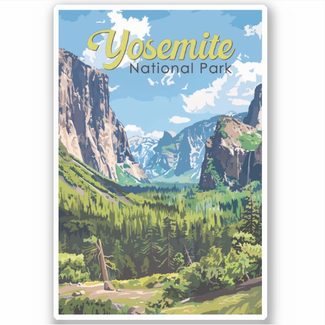 Yosemite National Park Illustration Travel Art (Front)