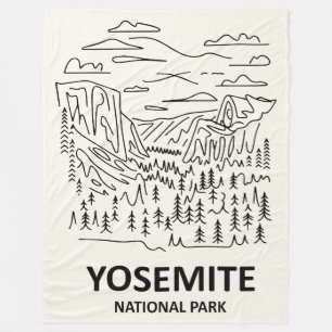 Yosemite National Park Line Art Fleece Blanket